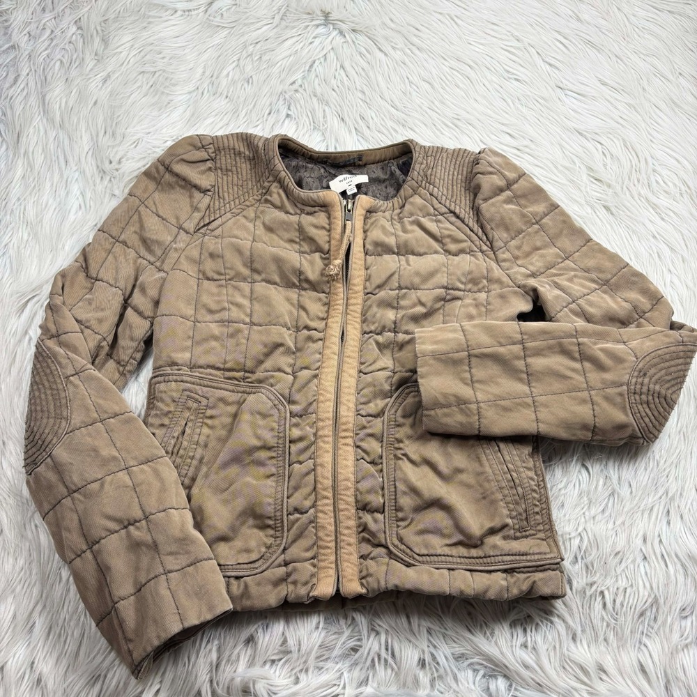 Aritzia Wilfred Women's 0 Dauphine Quilted Zip Front Jacket Tan Brown